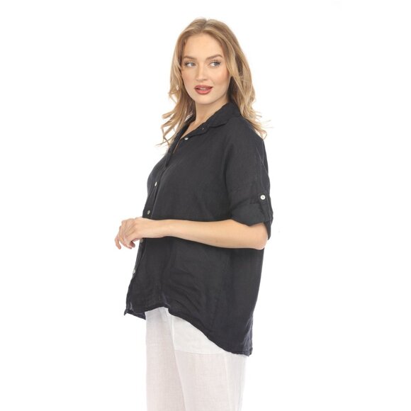 Navy Button Up Collared Shirt - Picture 2 of 12